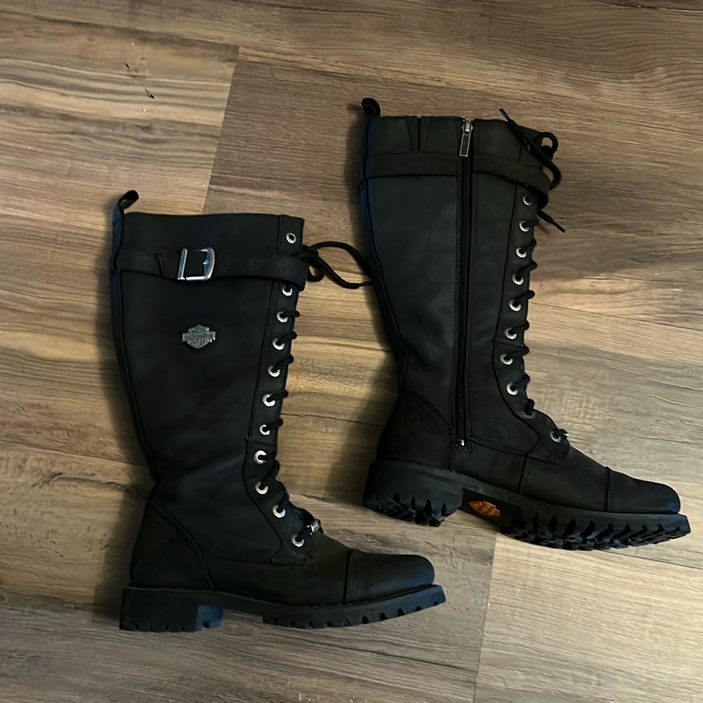 hanley leather tall moto boots